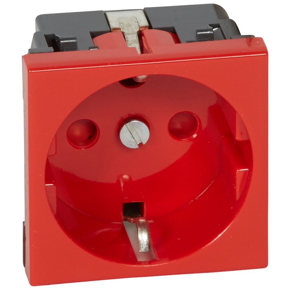 PRISE DE COURANT 2P+T À PUITS GERMANIQUE À DÉTROMPAGE MOSAIC 2 MODULES AVEC CONNEXION PAR BORNES À VIS ROUGE