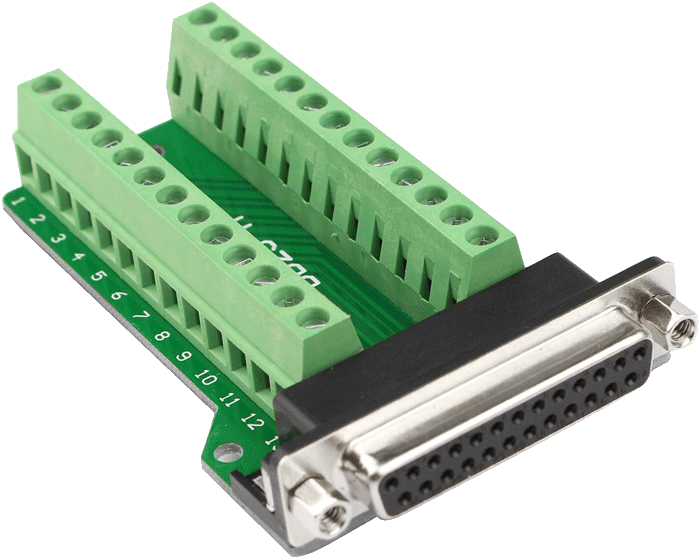 MODULE DE CONNEXION D'ALIMENTATION SUBD25-FEM, BORNE 1,25+GND