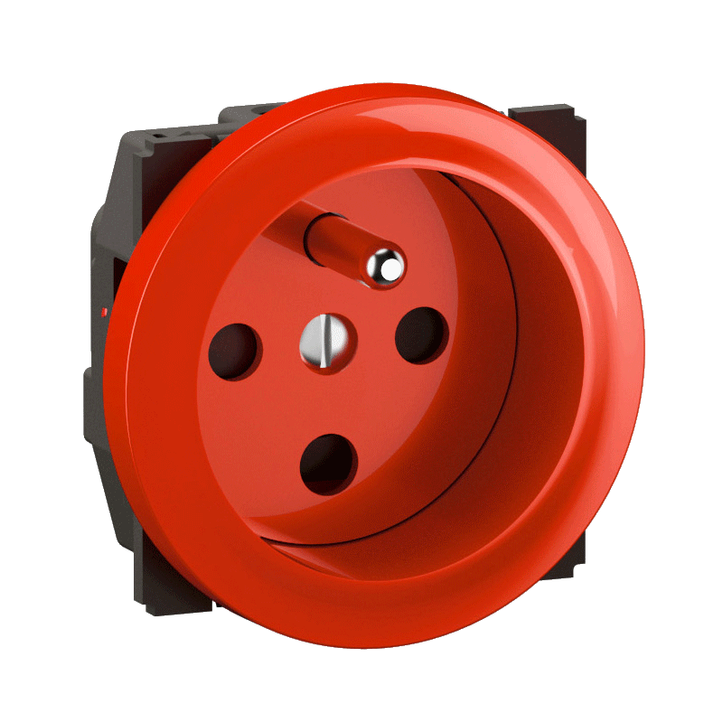 Prise 2P+T 16A 250V à détrompage Céliane avec enjoliveur rouge