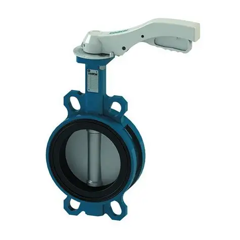 VANNE PAPILLON DN 100, TYPE WAFER, CORPS EN ACIER INOXYDABLE (AISI 316), DISQUE EN ACIER INOXYDABLE (AISI 316), SIEGE EN EPDM, RACCORDEMENT ENTRE BRIDES PN16, COMMANDE